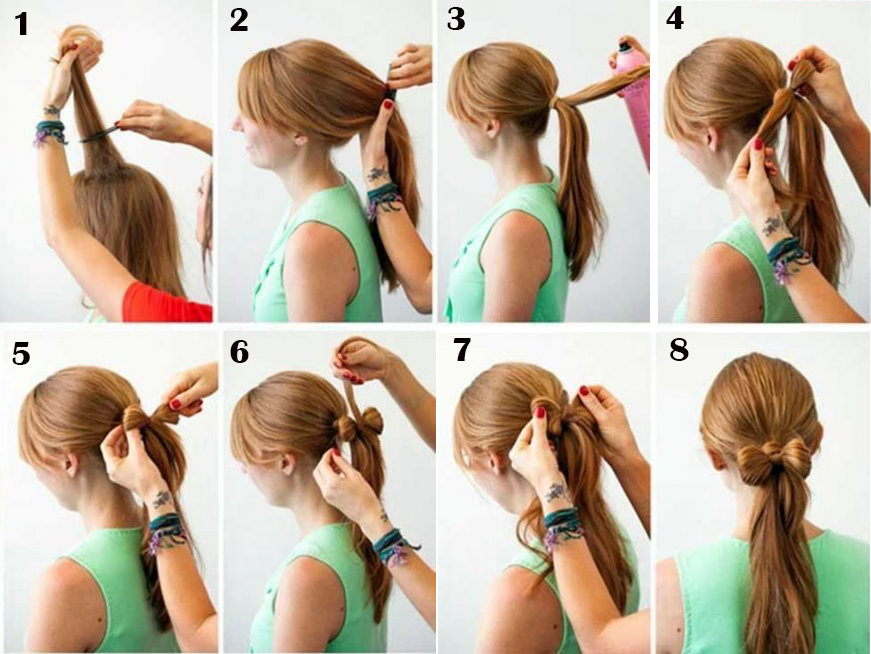 Как делать из волос бантик